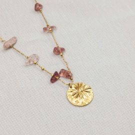 PEPITA strawberry quartz necklace with pendant - 