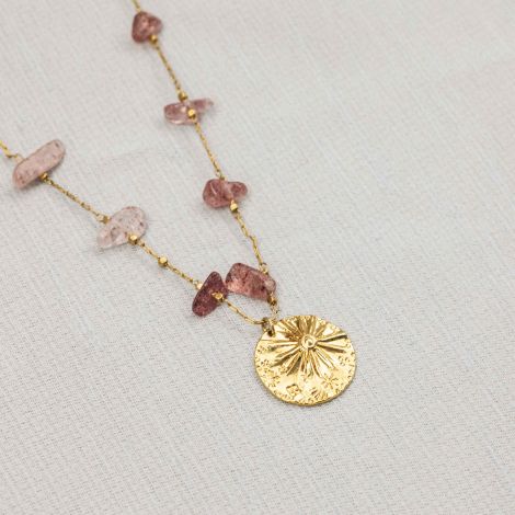 PEPITA strawberry quartz necklace with pendant