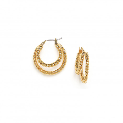 double creoles earrings golden twisted "4 seasons"