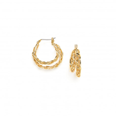 double creole earrings golden braided "4 seasons"