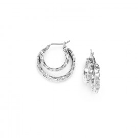 double creoles earrings hammered & silvered "4 seasons" - Ori Tao