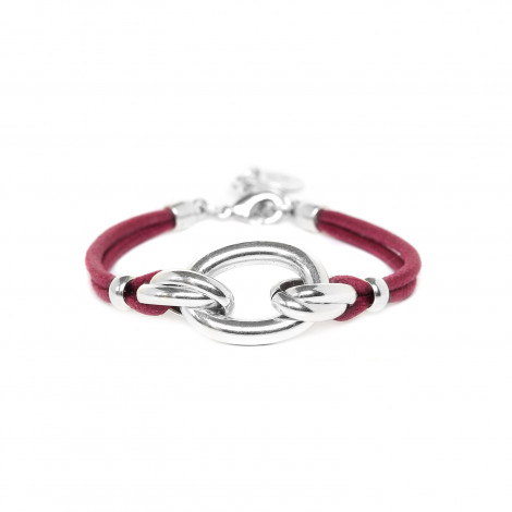 bracelet anneaux cordon bordeaux "Kusari"