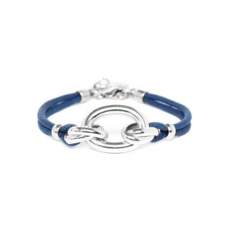 bracelet anneaux cordon bleu "Kusari"