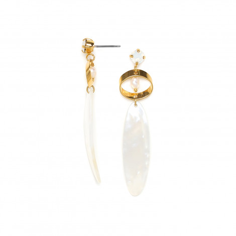 CONSTANCE oval MOP crystallized post earrings "Les inseparables"