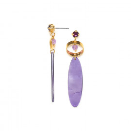 CONSTANCE violet capiz crystallized post earrings "Les inseparables" - 