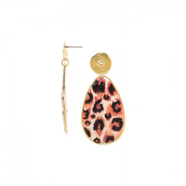 FELINE pink paua drop post earrings "Les radieuses" - 