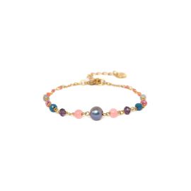 GURI bracelet perles bouclées roses et bleues "Les complices" - Franck Herval