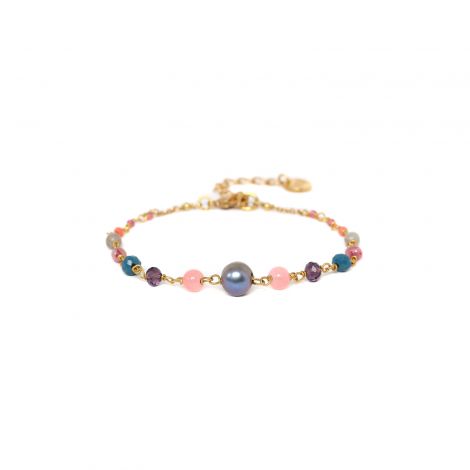 GURI bracelet perles bouclées roses et bleues "Les complices"