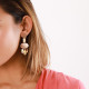 KIVU brown lip post earring with 3 metal drop "Les radieuses" - Franck Herval