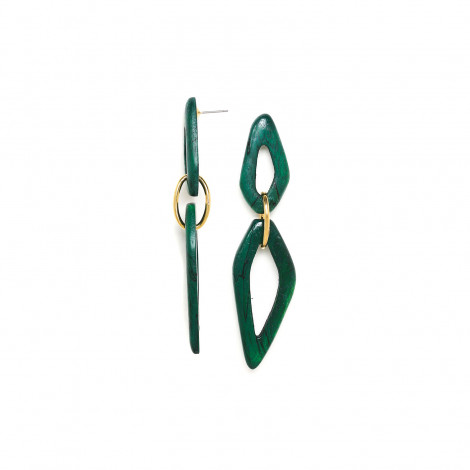 dark green wood post earrings "Arrow"