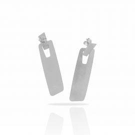 Rectangular Mini Zen silver earrings - RAS