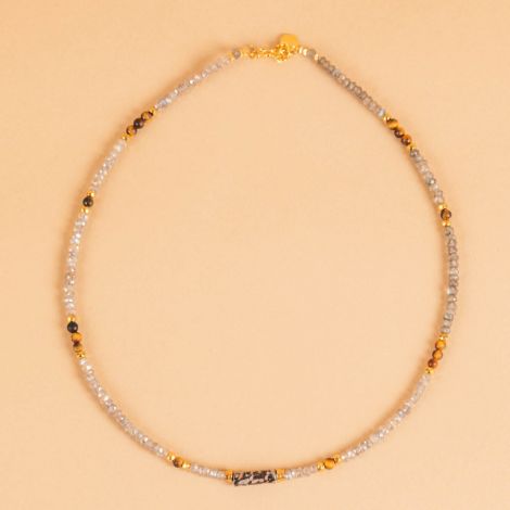 Labradorite and Eye of the tiger Choker Necklace