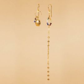 Beetle and cobra chain mismatched earrings - Rosekafé