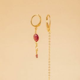 Asymmetrical Garnet Isana earrings - Rosekafé