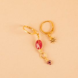 Small asymmetrical Garnet Isana earrings - Rosekafé