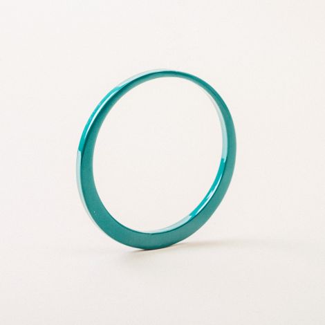 Tu Vi irregular bracelet in horn, Green Wood lacquer Size M