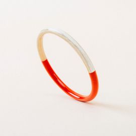 Single bangle in blond horn with orange lacquer size M - 