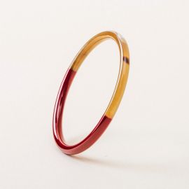 Single bangle in blond horn with red lacquer size L - 