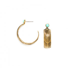 feathers creoles earrings "Golden gate" - 