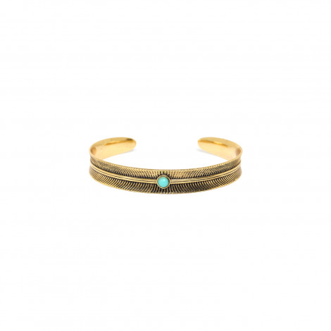 bracelet jonc caochon bleu "Golden gate"