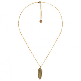 feather pendant necklace "Golden gate" - 