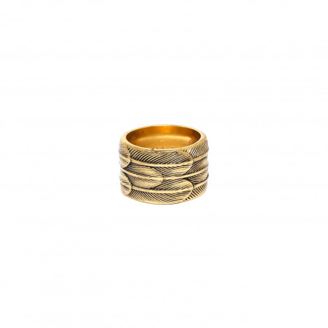 XL feather ring 56 "Golden gate"