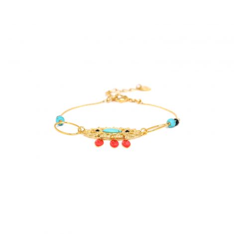 bracelet médaillon oval & 3 pampilles "Lolita"