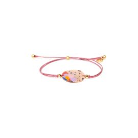 bracelet macramé Nacre émaillée "Rosy" - 