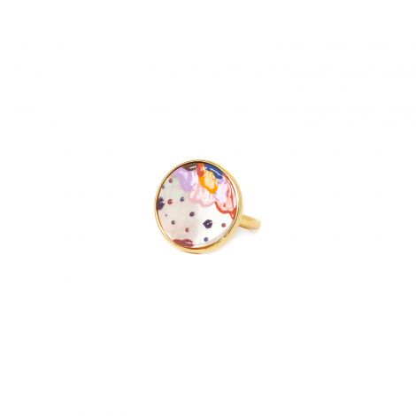round ring with enamel "Rosy"