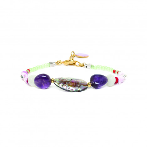 bracelet ajustable oval paua "Nenuphar"
