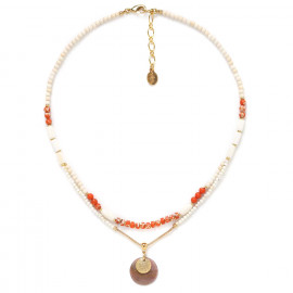 2 rows necklace with pendant "Porquerolles" - 