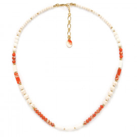 simple necklace orange & ecru "Porquerolles" - 