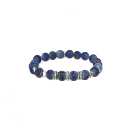 bracelet extensible lapis perles rondes "Samarcande" - 