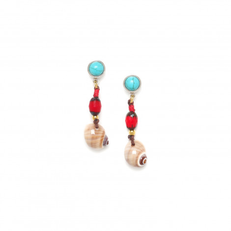 post earrings with shell dangle "Zapatera"