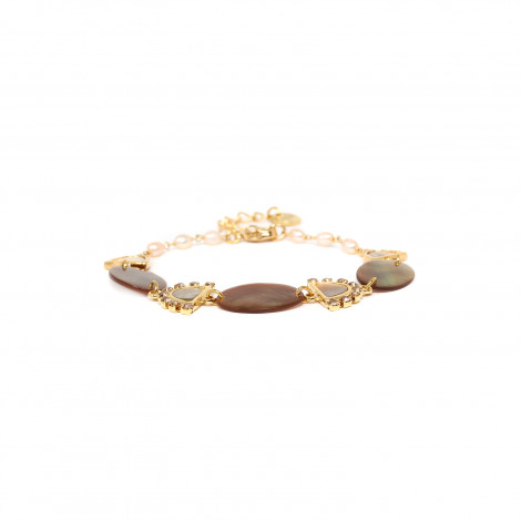 bracelet nacre & perles fermoir mousqueton multi éléments "Sherine"