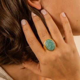JOANNE Amazonite Scarab Ring - L'atelier des Dames