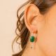 Boucles d'oreilles Onyx vert LOUISE - L'atelier des Dames