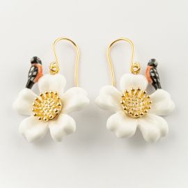 Flower and bird earrings - Nach