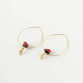 Ladybug and Leaf hoop earrings - Nach