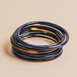 Bracelets semainier laqués bleu indigo taille L - 
