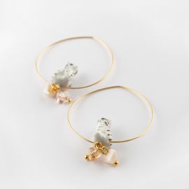 Harvest Time Cat and stones small hoop earrings - Nach