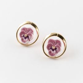 Figs and Flowers Pansy on a Ring earrings - Nach