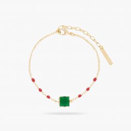 Bracelet fin pierre carré verte Colorama - Les Néréides
