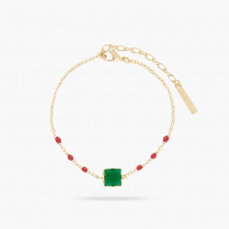 Bracelet fin pierre carré verte Colorama
