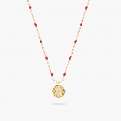 Colorama yellow round stone thin necklace