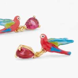 Paradis Perdu parrot and stone earrings - Les Néréides