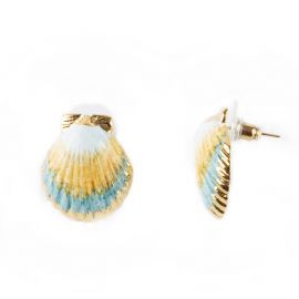 Blue & Gold Shell stud earrings - Nach