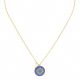 PALMA metal disc pendant necklace(blue) - Olivolga Bijoux