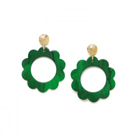 green flower post earrings "Dako" - 
