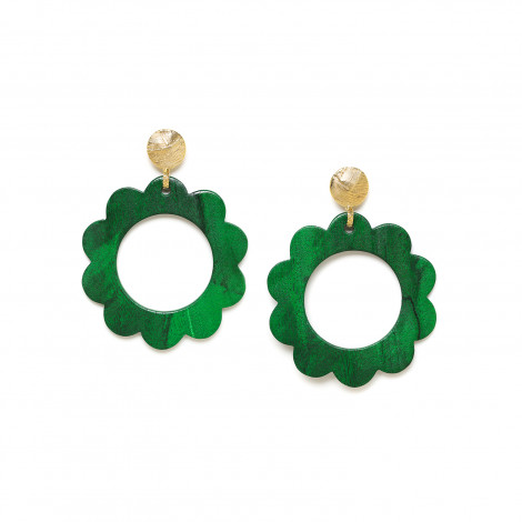 green flower post earrings "Dako"